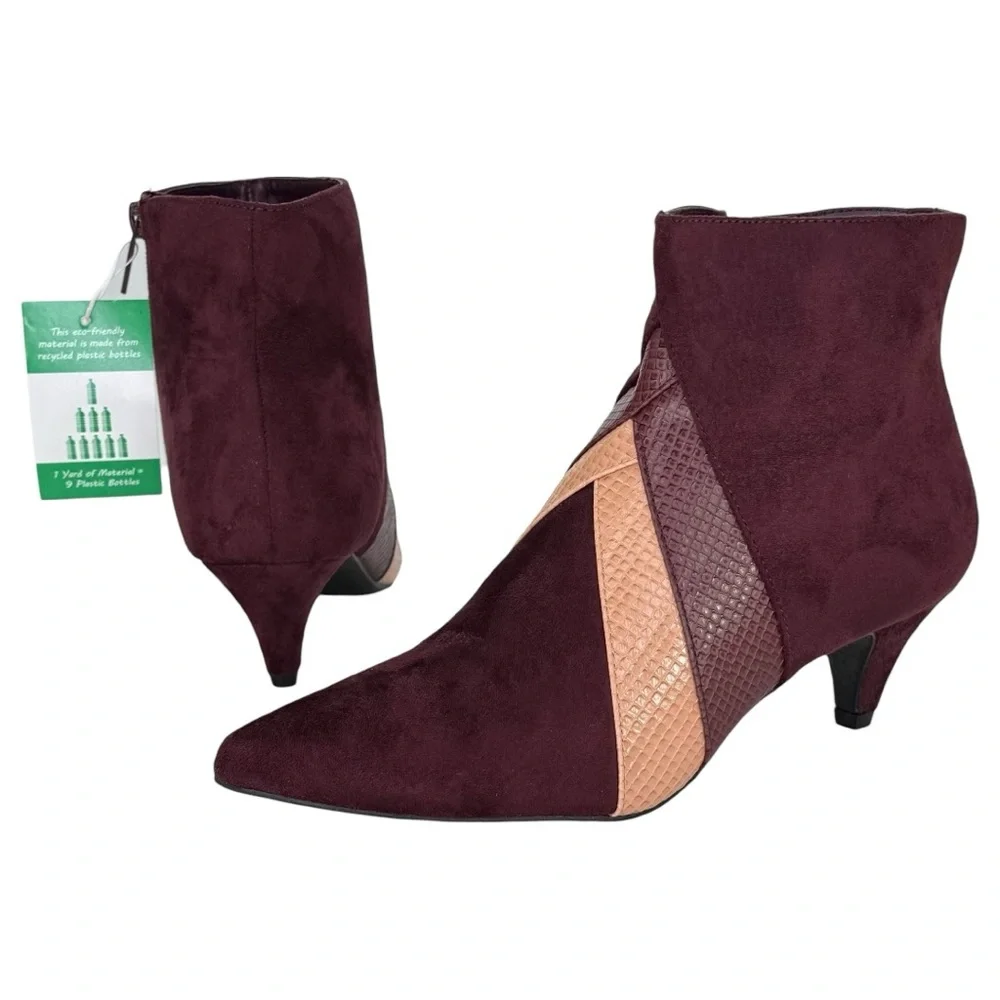 Impo Ellette Burgundy Microsuede Womens Booties Size 8.5M - Picture 9 of 12
